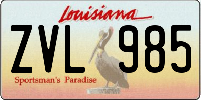 LA license plate ZVL985