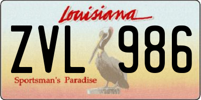 LA license plate ZVL986