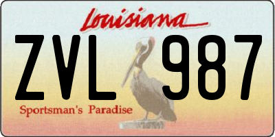 LA license plate ZVL987