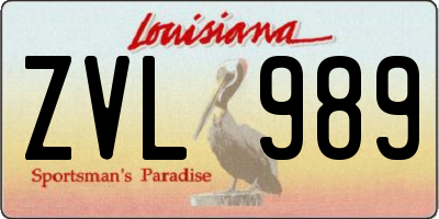 LA license plate ZVL989