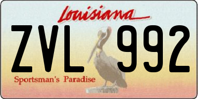 LA license plate ZVL992