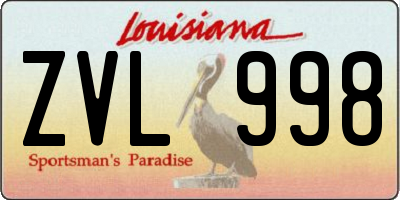 LA license plate ZVL998