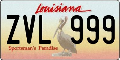 LA license plate ZVL999