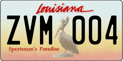 LA license plate ZVM004