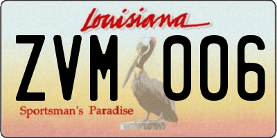 LA license plate ZVM006