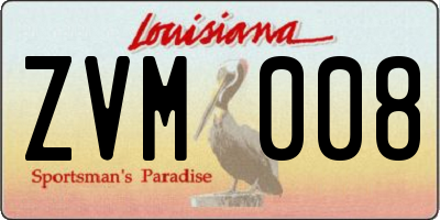 LA license plate ZVM008