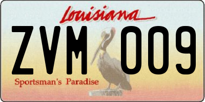 LA license plate ZVM009