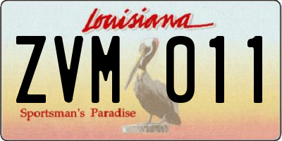 LA license plate ZVM011