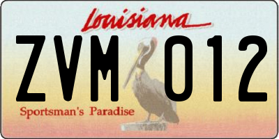 LA license plate ZVM012