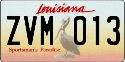 LA license plate ZVM013