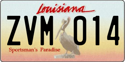 LA license plate ZVM014