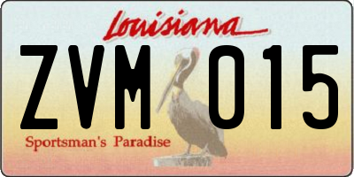 LA license plate ZVM015