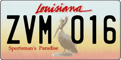 LA license plate ZVM016