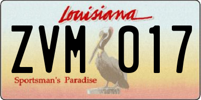LA license plate ZVM017