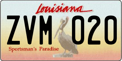 LA license plate ZVM020