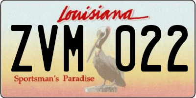 LA license plate ZVM022