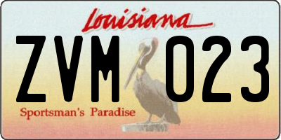 LA license plate ZVM023