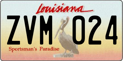 LA license plate ZVM024