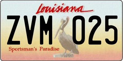 LA license plate ZVM025