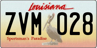 LA license plate ZVM028