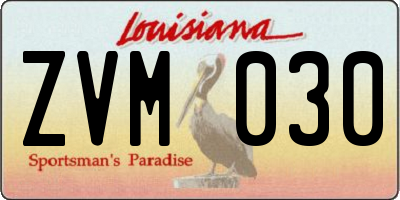 LA license plate ZVM030