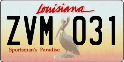 LA license plate ZVM031