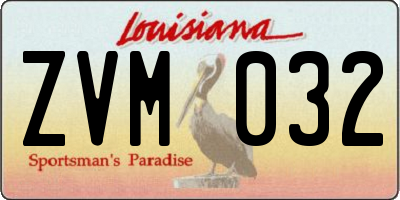 LA license plate ZVM032