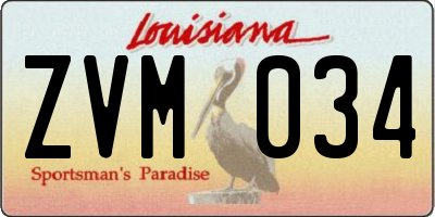 LA license plate ZVM034