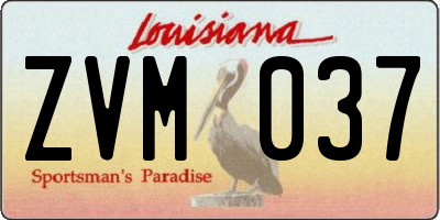 LA license plate ZVM037