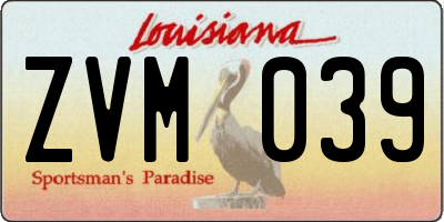 LA license plate ZVM039