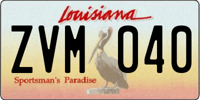 LA license plate ZVM040