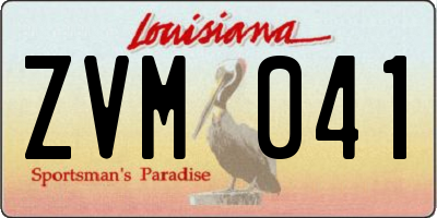 LA license plate ZVM041