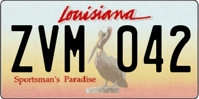LA license plate ZVM042