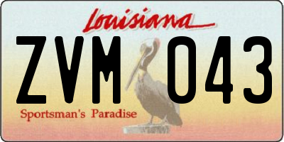 LA license plate ZVM043
