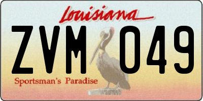 LA license plate ZVM049