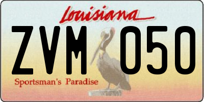 LA license plate ZVM050