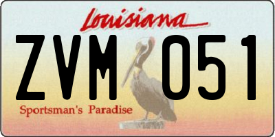 LA license plate ZVM051