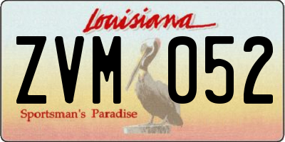 LA license plate ZVM052