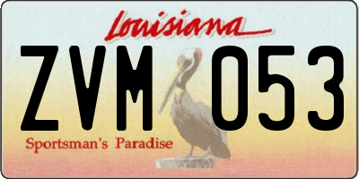 LA license plate ZVM053