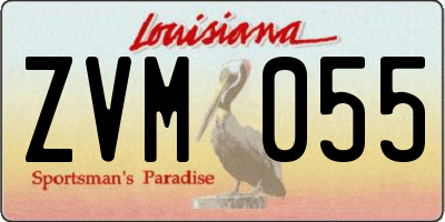 LA license plate ZVM055