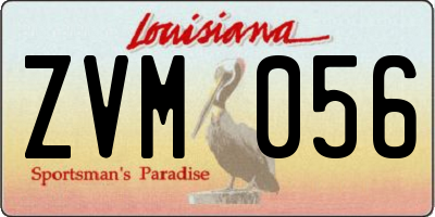 LA license plate ZVM056