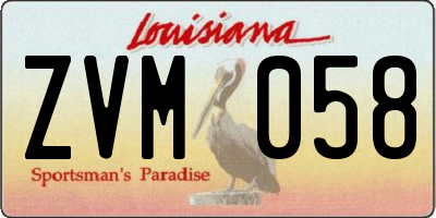 LA license plate ZVM058