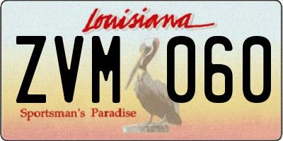 LA license plate ZVM060