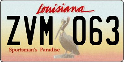 LA license plate ZVM063