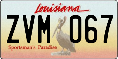 LA license plate ZVM067