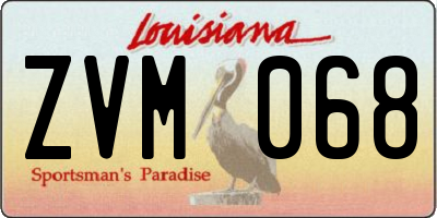 LA license plate ZVM068