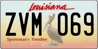 LA license plate ZVM069