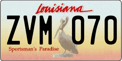 LA license plate ZVM070