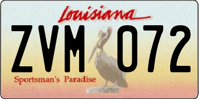 LA license plate ZVM072