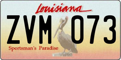 LA license plate ZVM073